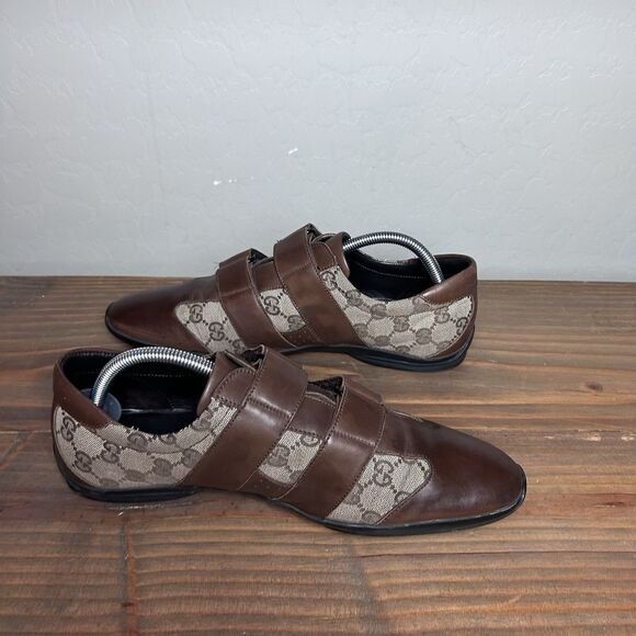 GUCCI Sneakers Shoes Men's 8.5 GG Guccissima Leather Low Top CANVA Made in Italy - Picture 7 of 11